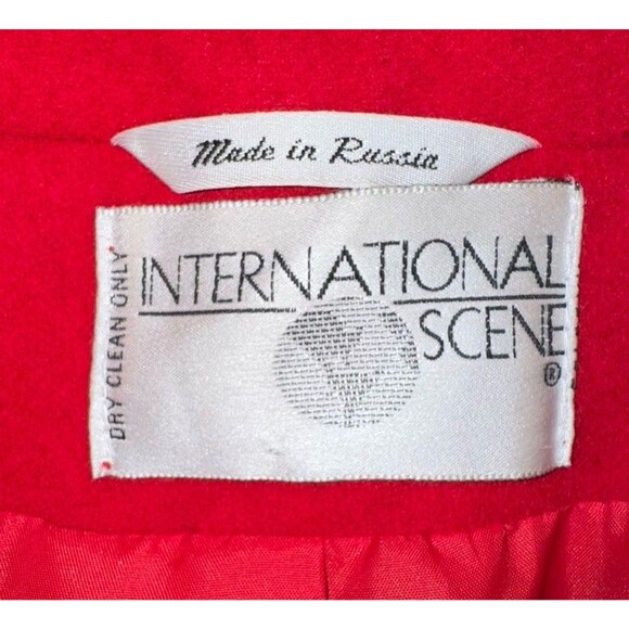 International Scene Women's 3/4 Length Lined Coat Red 100% Wool Heavy Size 18 - Picture 2 of 11
